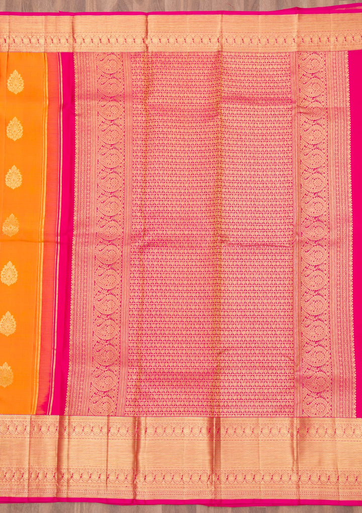 Orange Zariwork Pure Silk Saree-Koskii