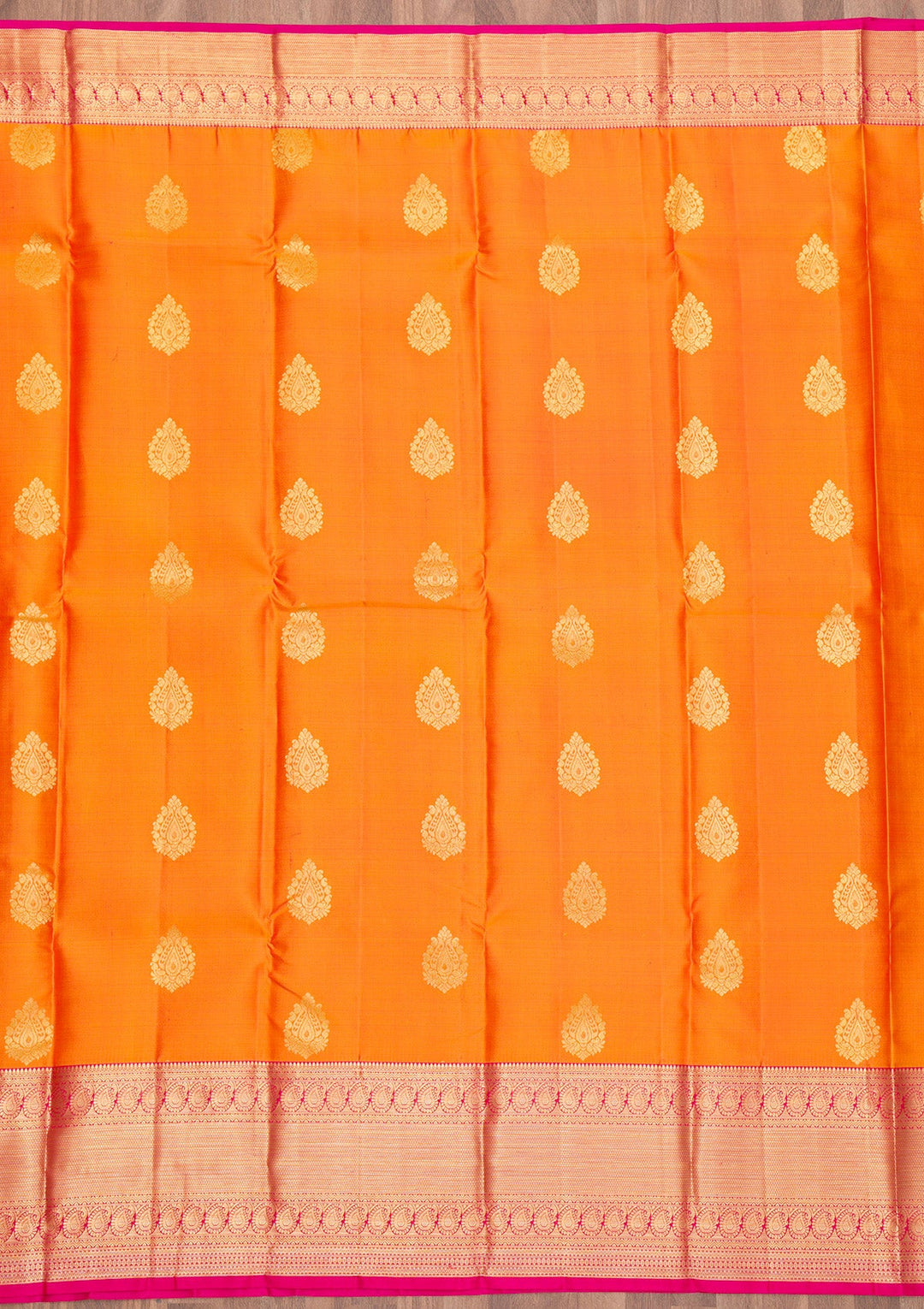Orange Zariwork Pure Silk Saree-Koskii
