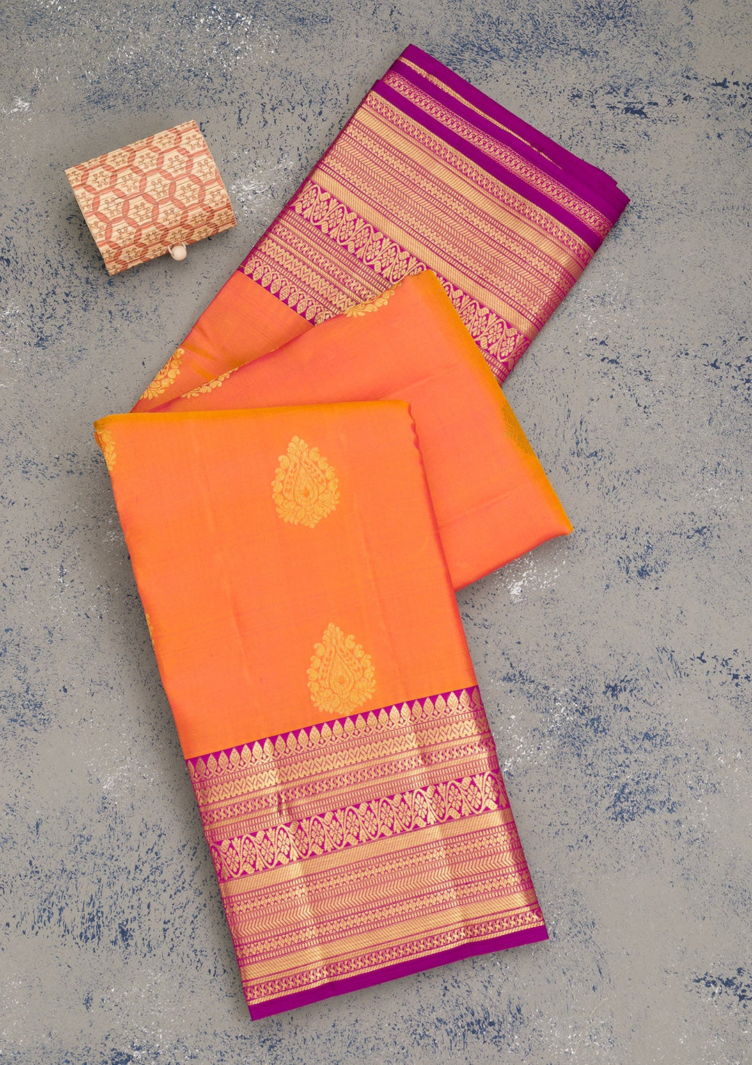 Orange Zariwork Pure Silk Saree-Koskii