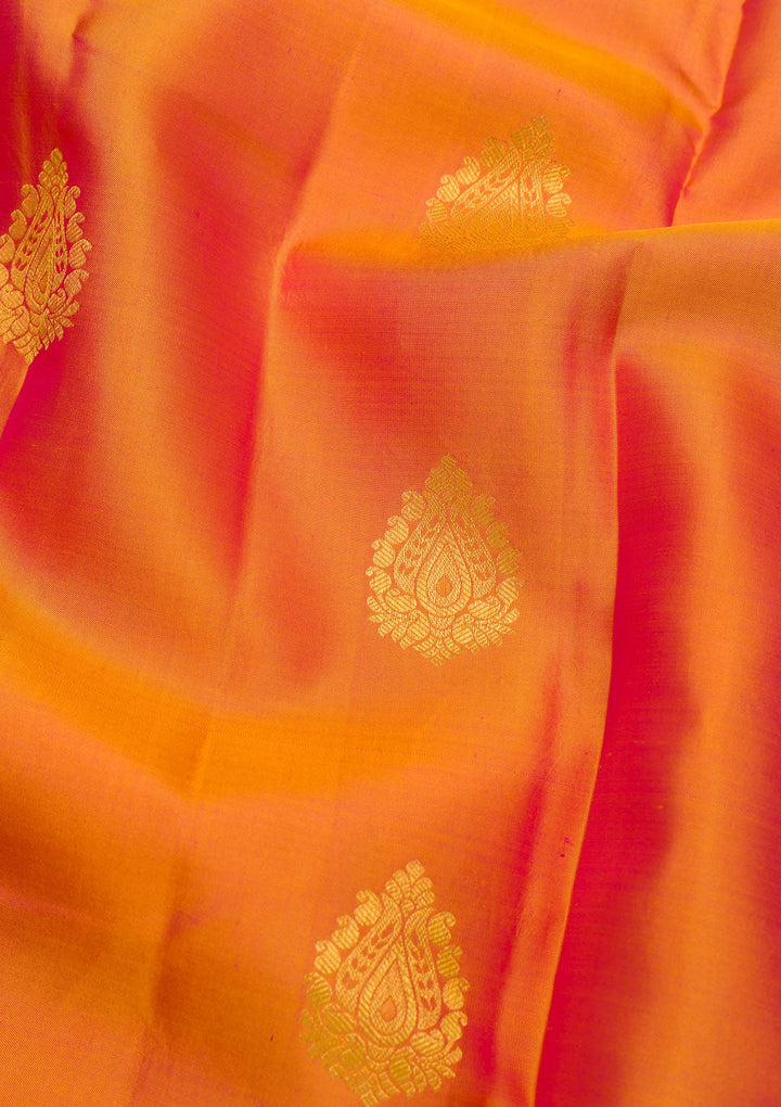 Orange Zariwork Pure Silk Saree-Koskii