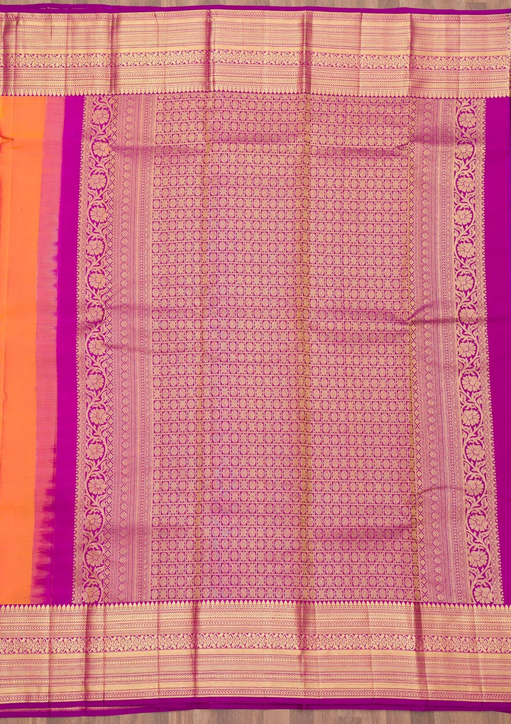 Orange Zariwork Pure Silk Saree-Koskii