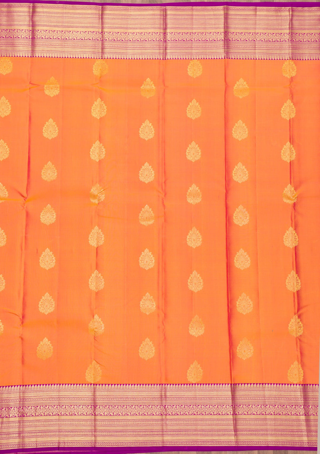 Orange Zariwork Pure Silk Saree-Koskii