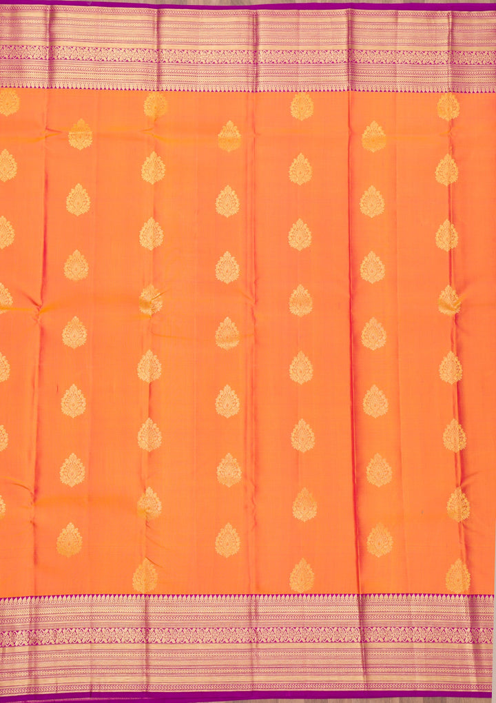 Orange Zariwork Pure Silk Saree-Koskii