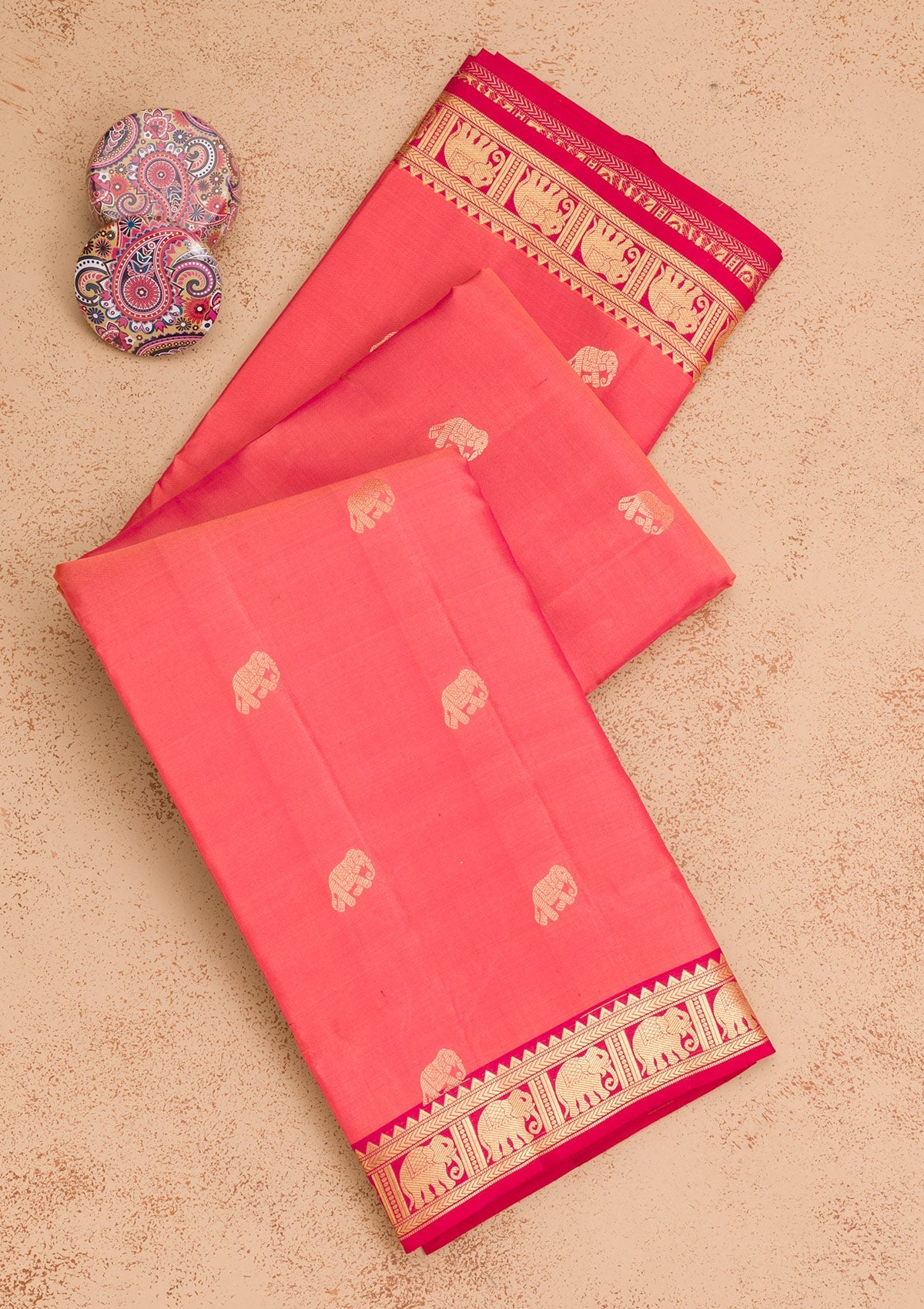 Orange Zariwork Pure Silk Saree-Koskii