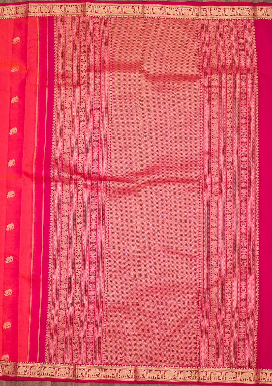 Orange Zariwork Pure Silk Saree-Koskii