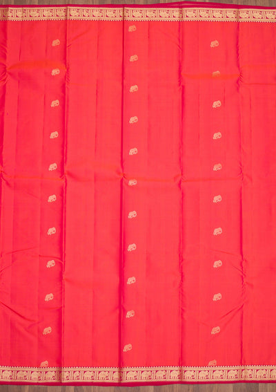 Orange Zariwork Pure Silk Saree-Koskii