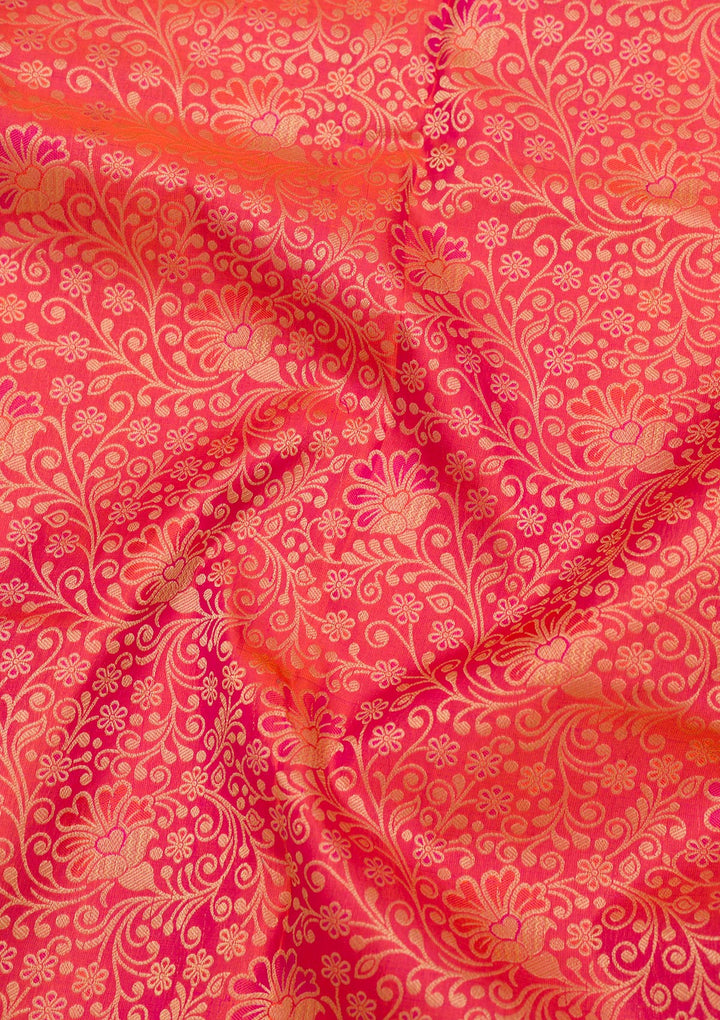 Orange Zariwork Pure Silk Saree-Koskii
