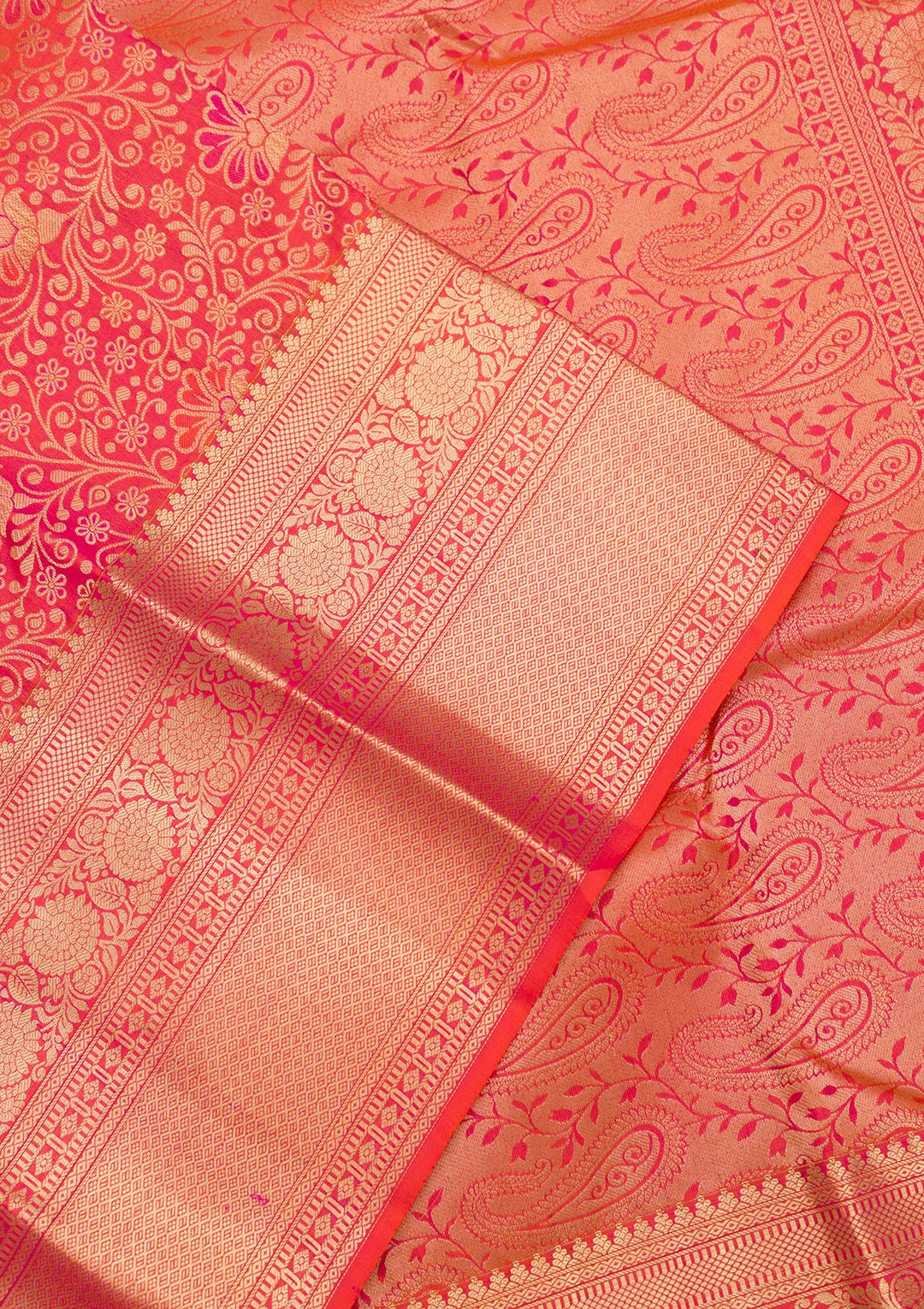 Orange Zariwork Pure Silk Saree-Koskii
