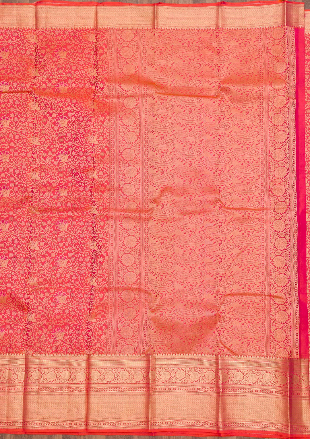 Orange Zariwork Pure Silk Saree-Koskii