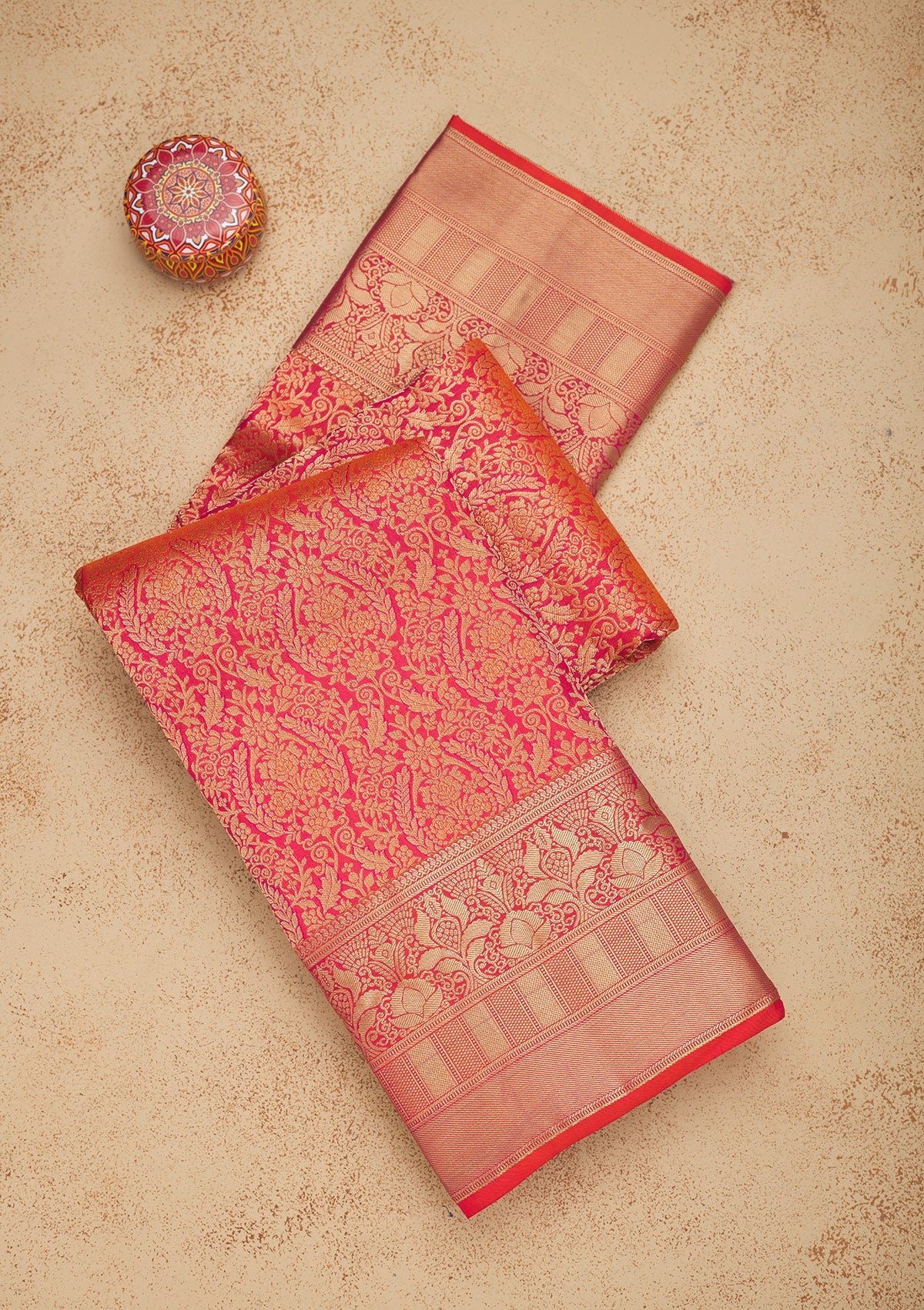 Orange Zariwork Pure Silk Saree-Koskii