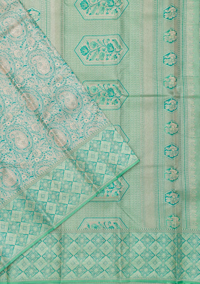 Sea Green Zariwork Pure Silk Saree-Koskii