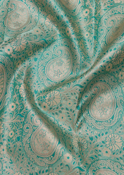 Sea Green Zariwork Pure Silk Saree-Koskii