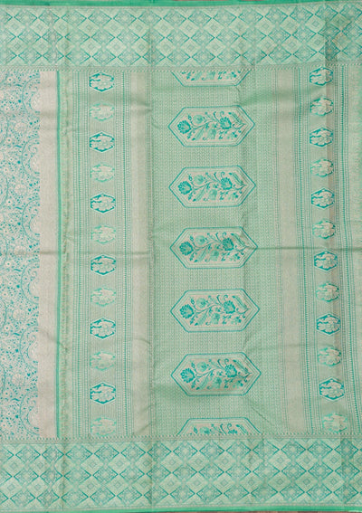 Sea Green Zariwork Pure Silk Saree-Koskii