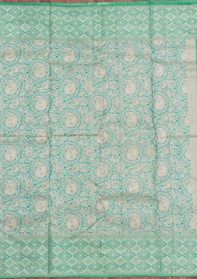 Sea Green Zariwork Pure Silk Saree-Koskii