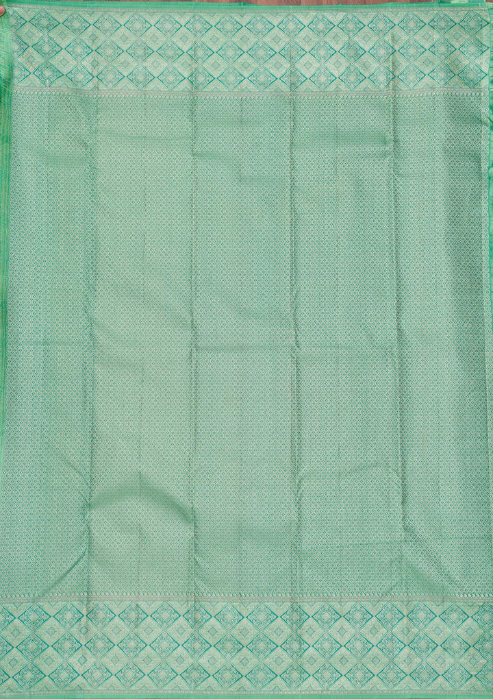 Sea Green Zariwork Pure Silk Saree-Koskii