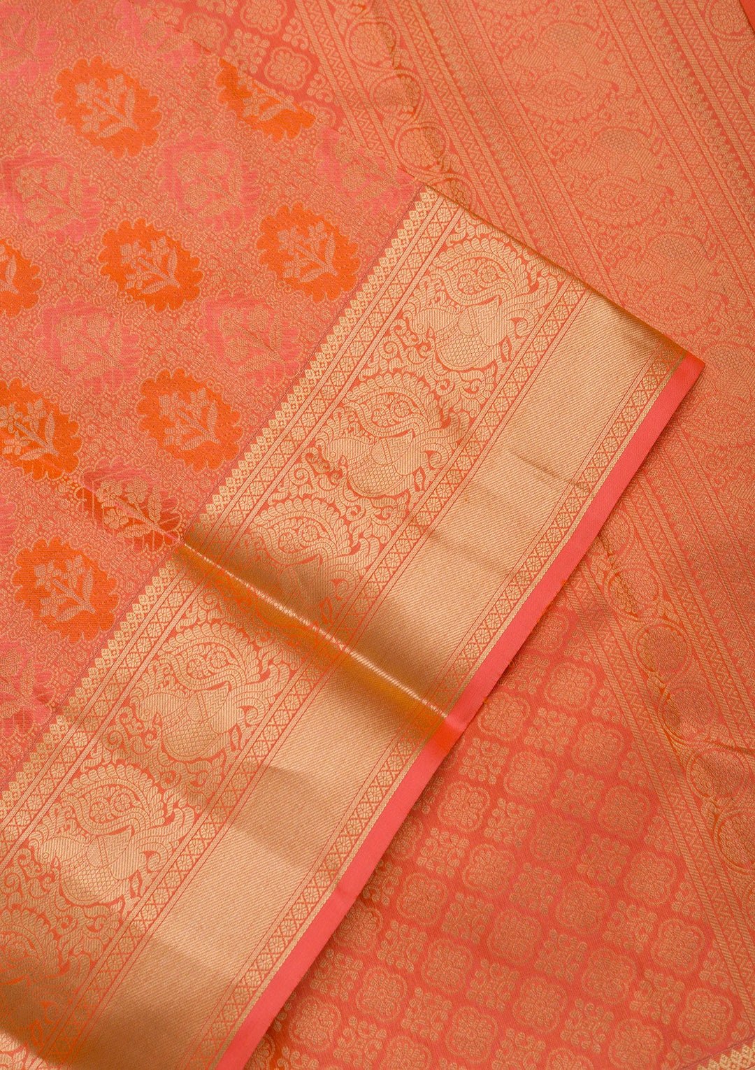 Orange Zariwork Pure Silk Saree-Koskii