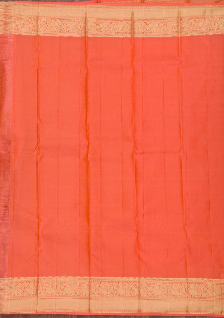 Orange Zariwork Pure Silk Saree-Koskii
