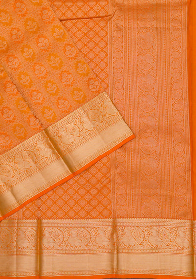 Orange Zariwork Pure Silk Saree-Koskii