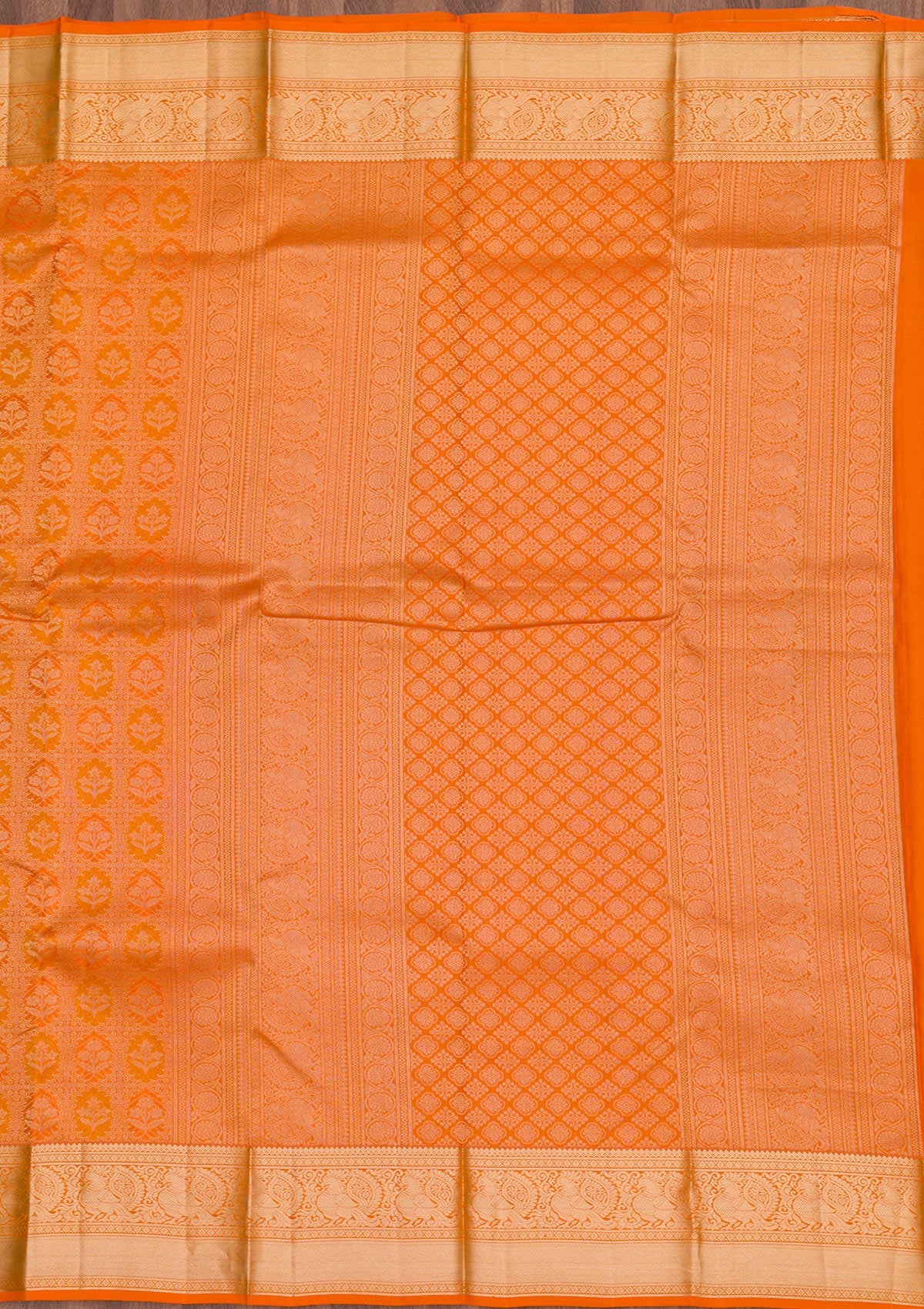 Orange Zariwork Pure Silk Saree-Koskii