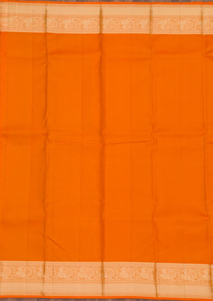 Orange Zariwork Pure Silk Saree-Koskii