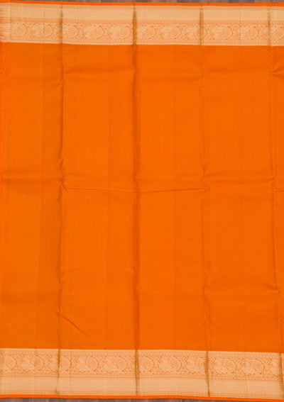 Orange Zariwork Pure Silk Saree-Koskii