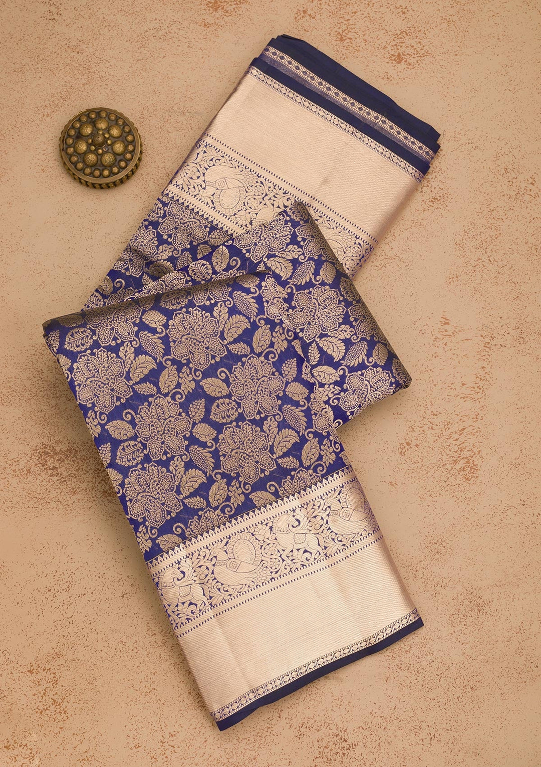 Royal Blue Zariwork Pure Silk Saree-Koskii
