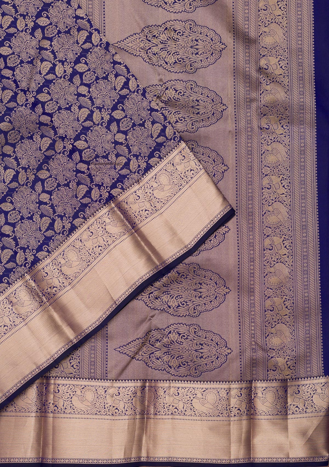 Royal Blue Zariwork Pure Silk Saree-Koskii