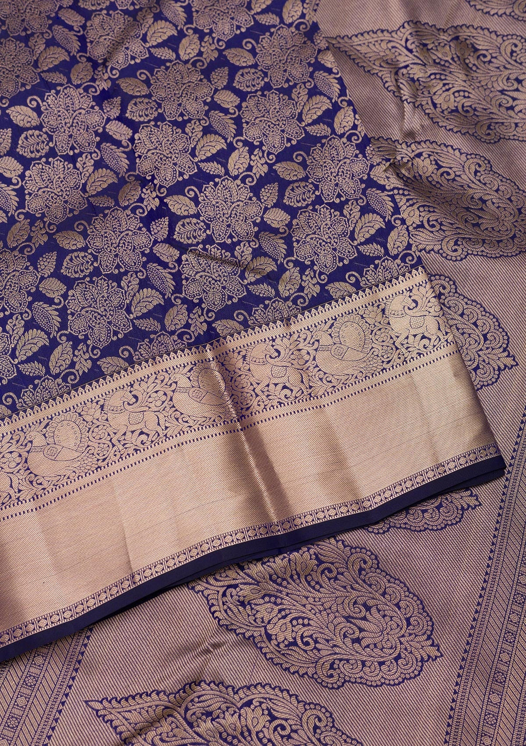 Royal Blue Zariwork Pure Silk Saree-Koskii