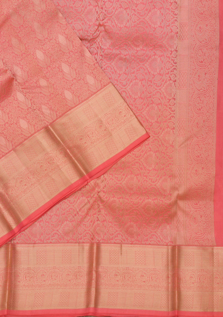 Orange Zariwork Pure Silk Saree-Koskii