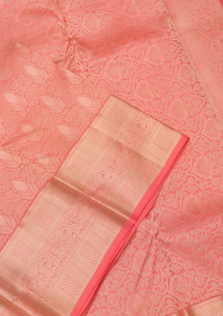 Orange Zariwork Pure Silk Saree-Koskii