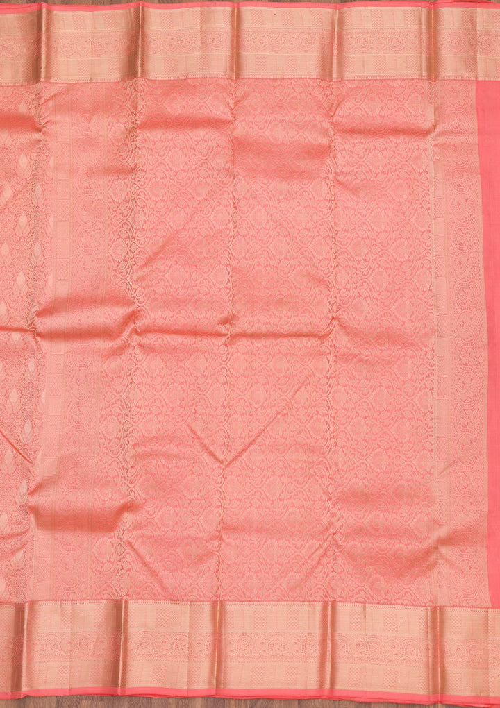 Orange Zariwork Pure Silk Saree-Koskii