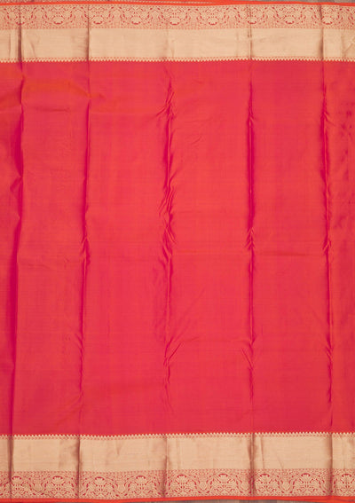 Orange Zariwork Pure Silk Saree-Koskii