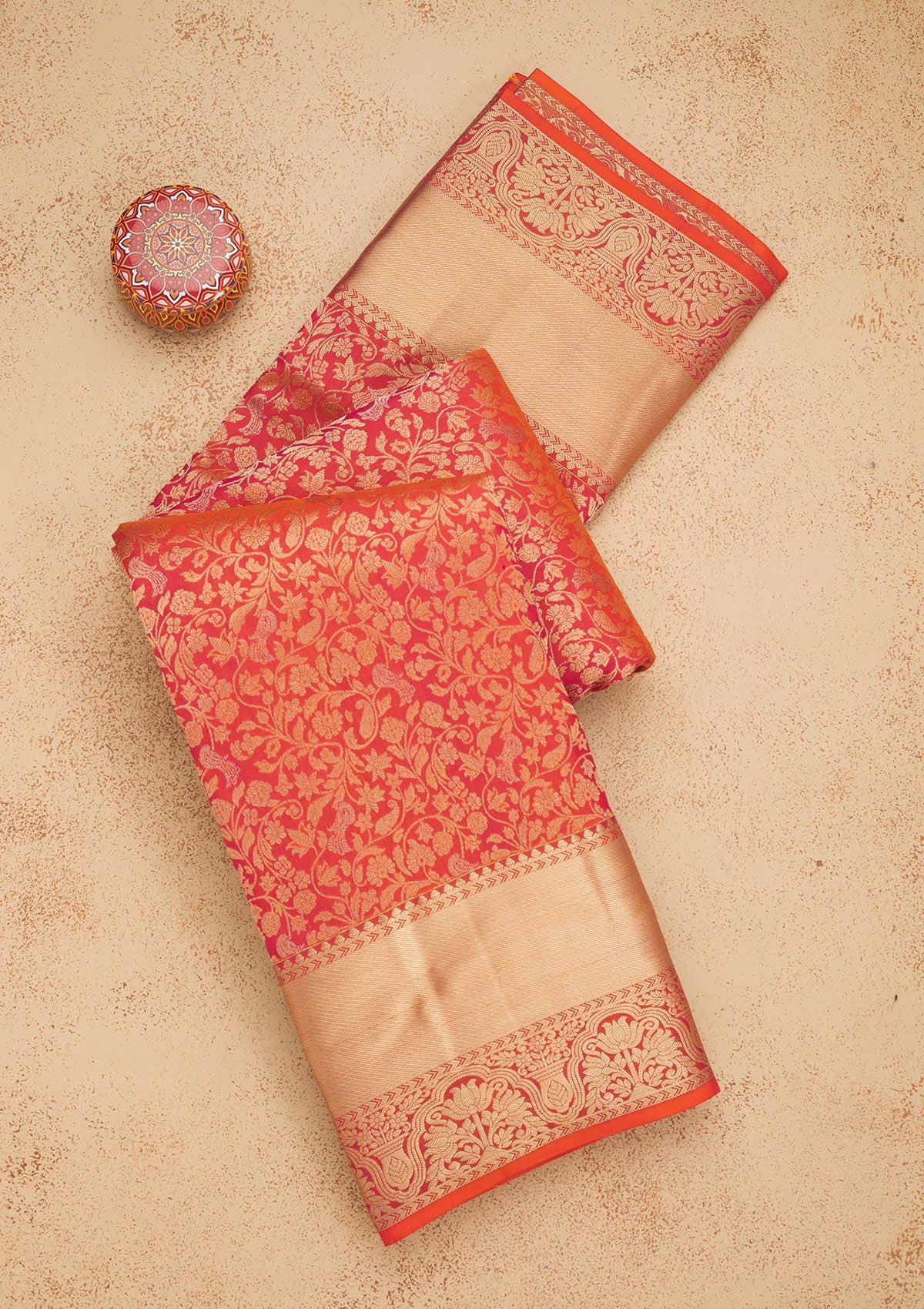 Orange Zariwork Pure Silk Saree-Koskii