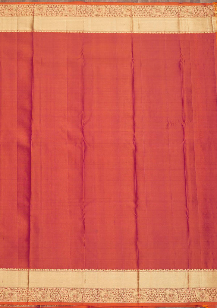 Orange Zariwork Pure Silk Saree-Koskii