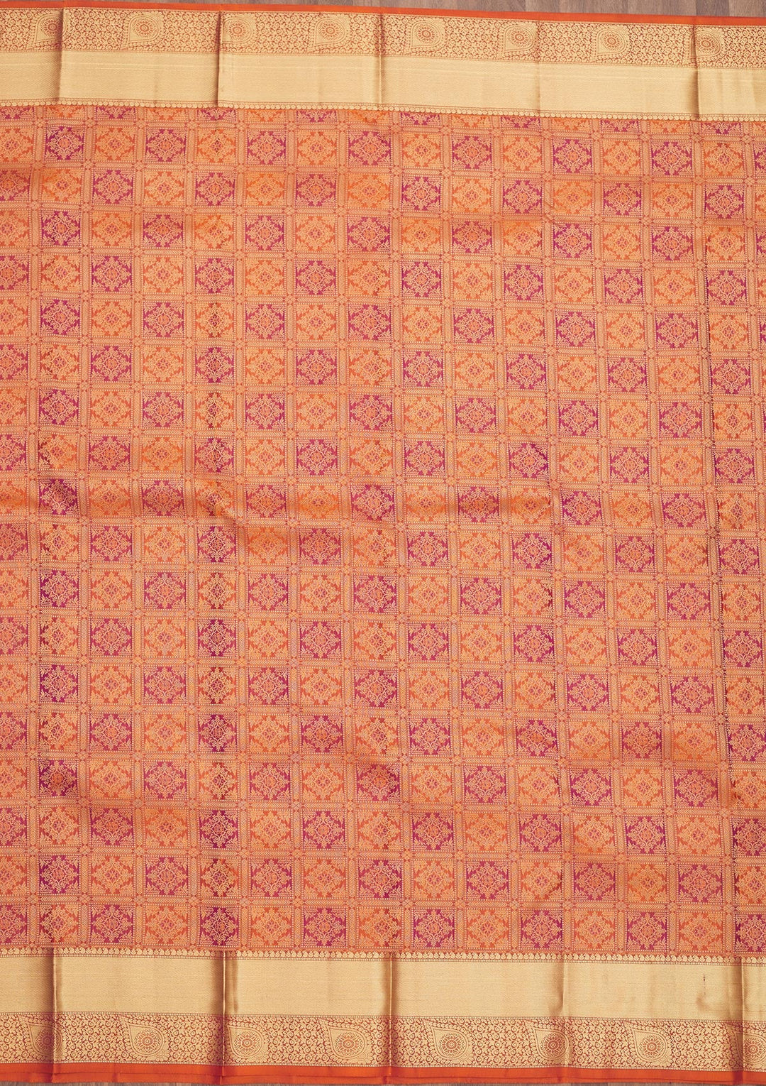 Orange Zariwork Pure Silk Saree-Koskii