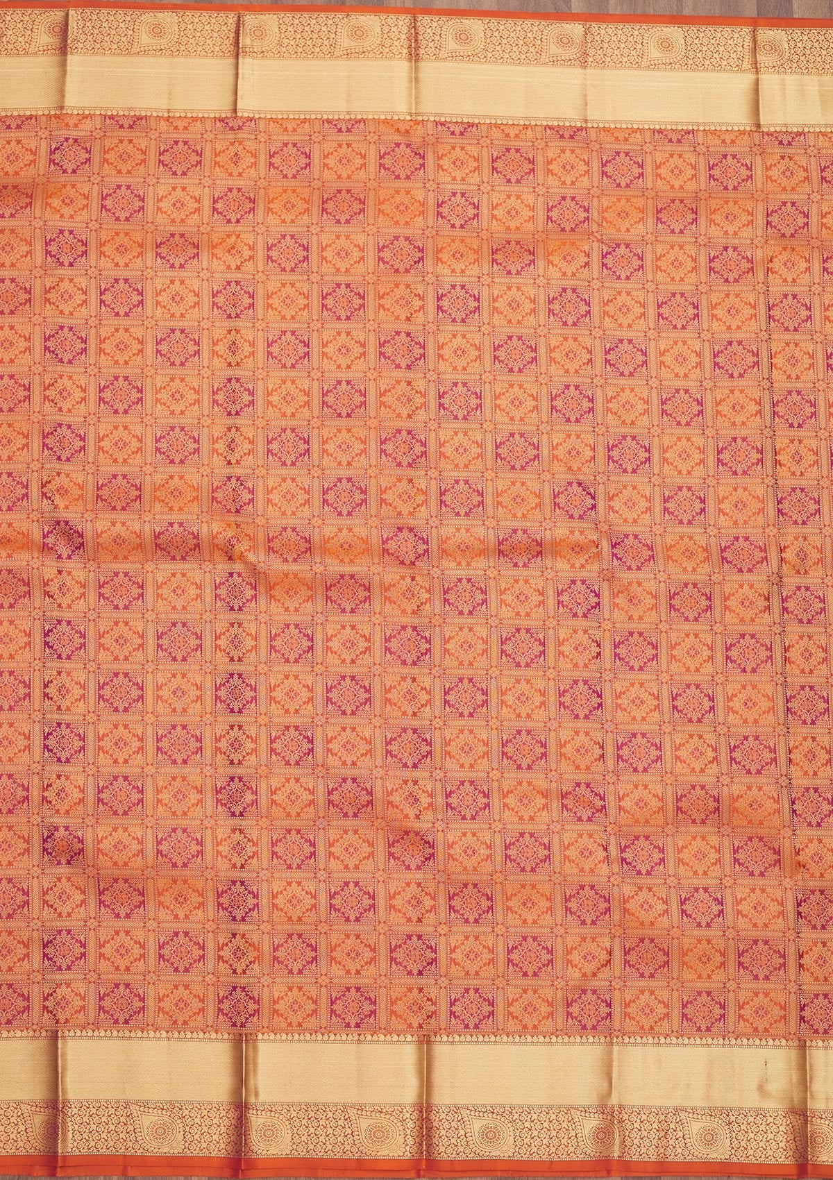 Orange Zariwork Pure Silk Saree-Koskii