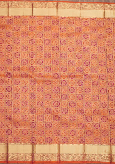 Orange Zariwork Pure Silk Saree-Koskii