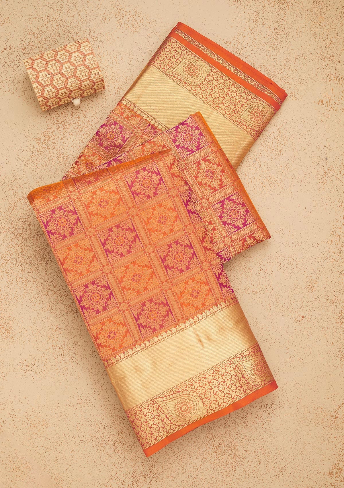 Orange Zariwork Pure Silk Saree-Koskii