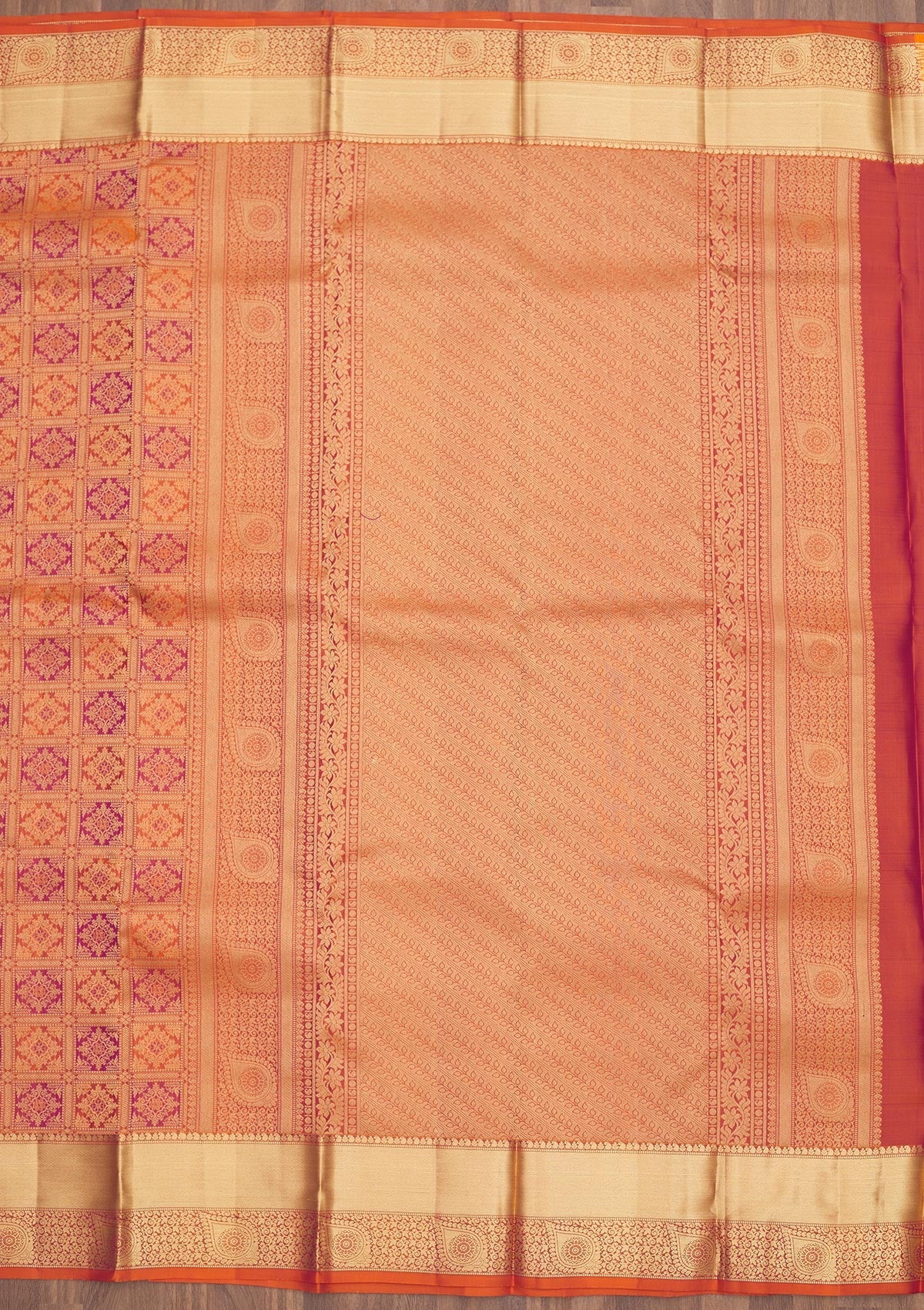 Orange Zariwork Pure Silk Saree-Koskii