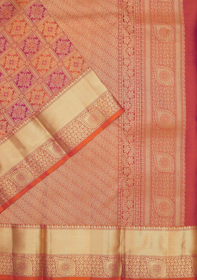 Orange Zariwork Pure Silk Saree-Koskii