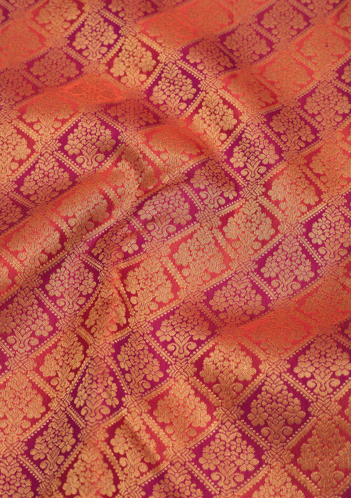 Orange Zariwork Pure Silk Saree-Koskii