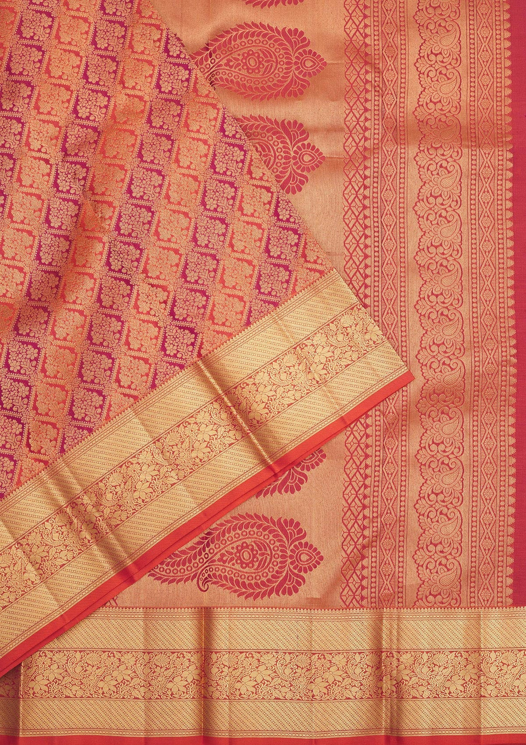 Orange Zariwork Pure Silk Saree-Koskii