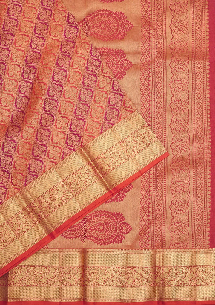 Orange Zariwork Pure Silk Saree-Koskii