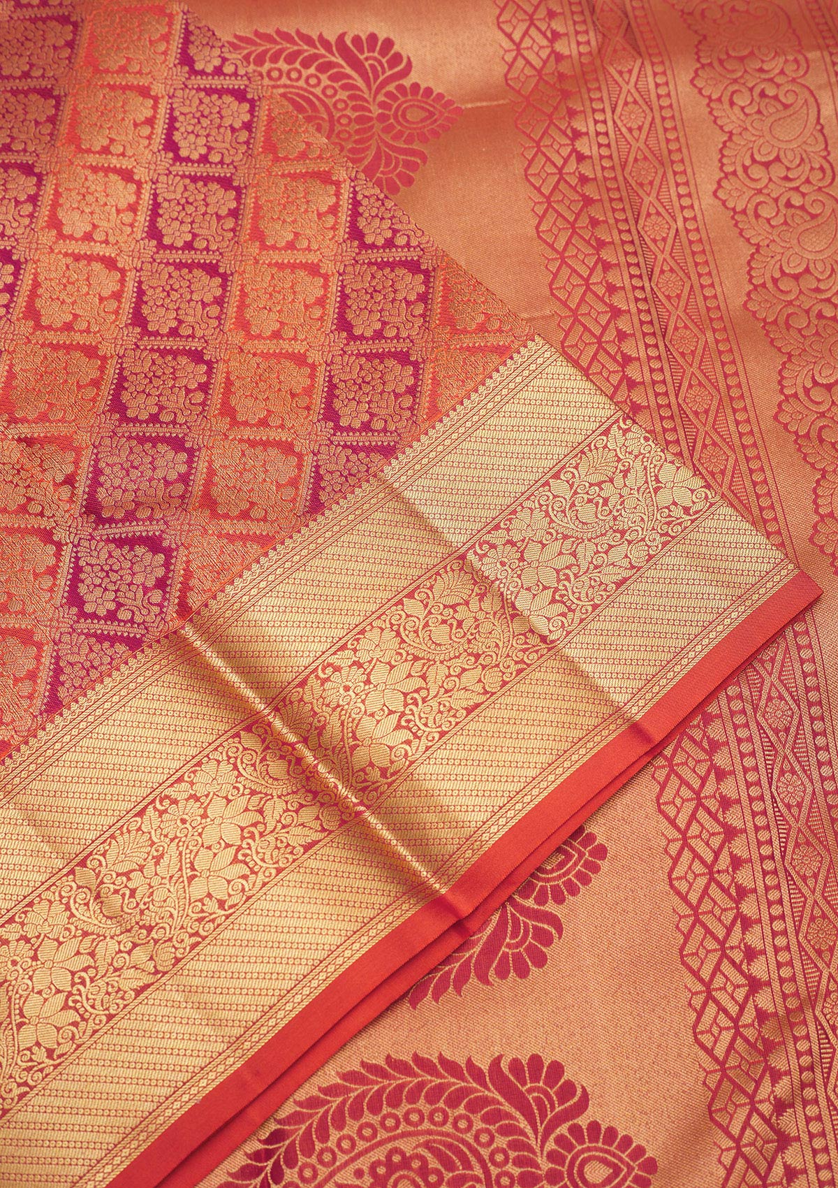 Orange Zariwork Pure Silk Saree-Koskii