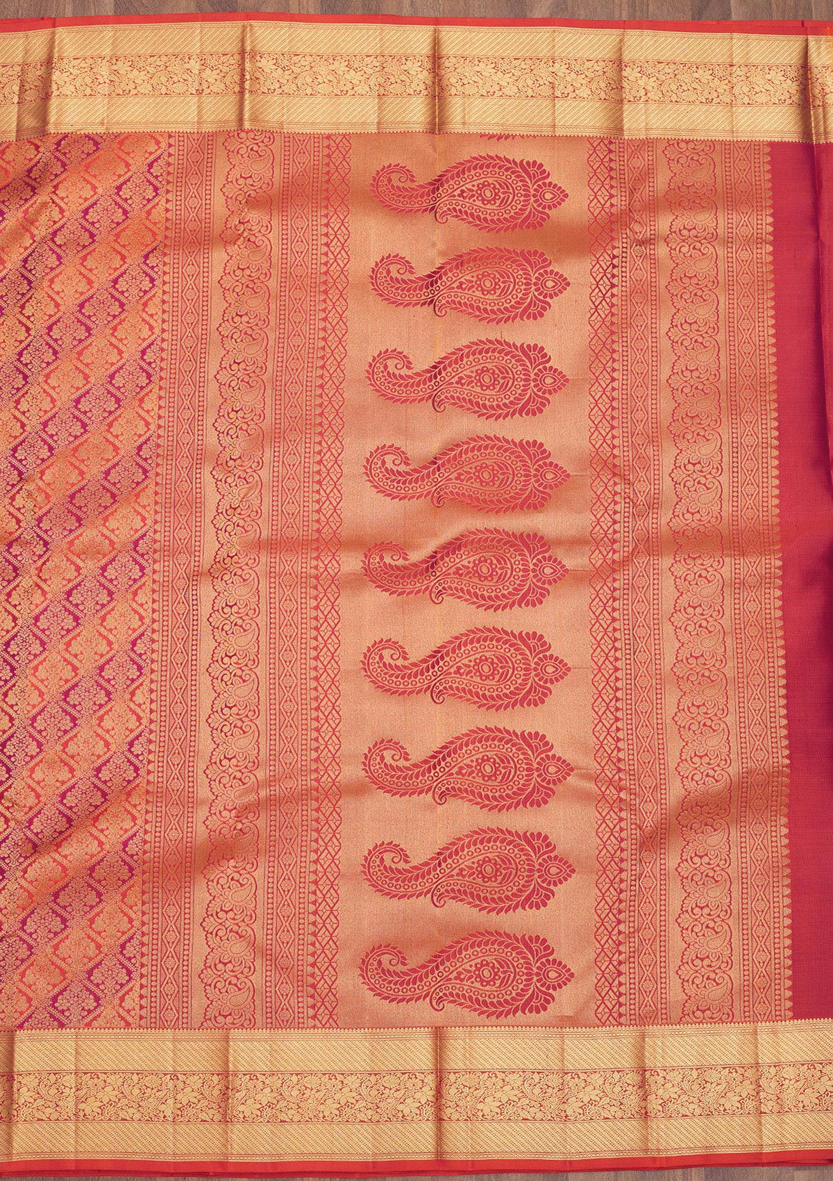 Orange Zariwork Pure Silk Saree-Koskii