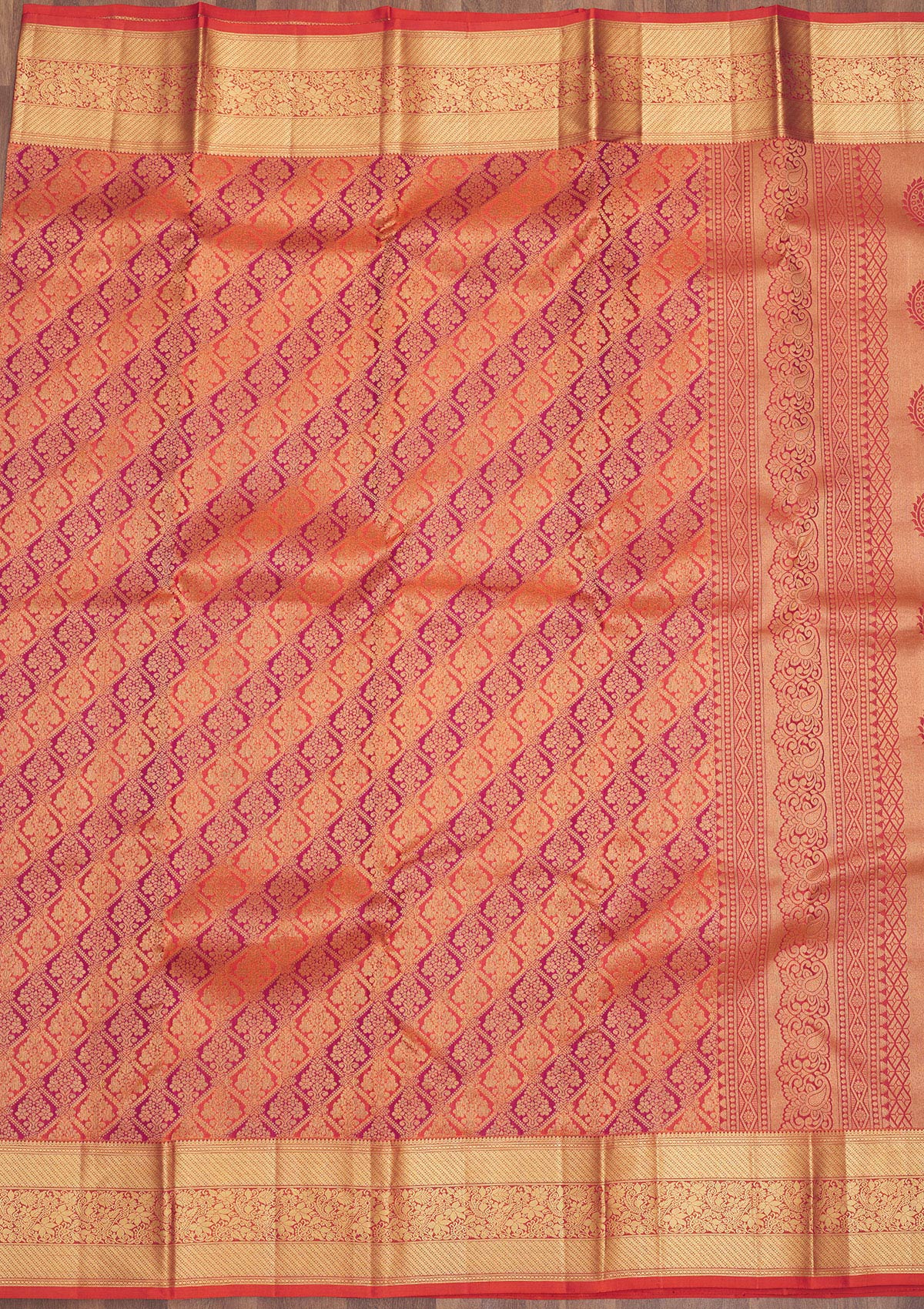 Orange Zariwork Pure Silk Saree-Koskii
