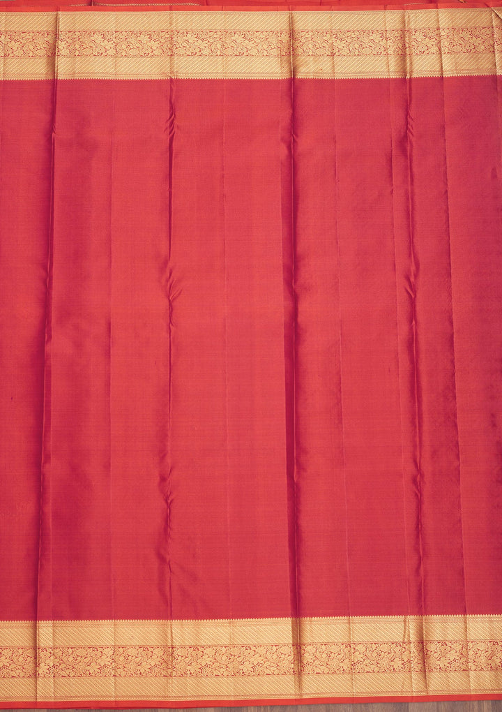Orange Zariwork Pure Silk Saree-Koskii