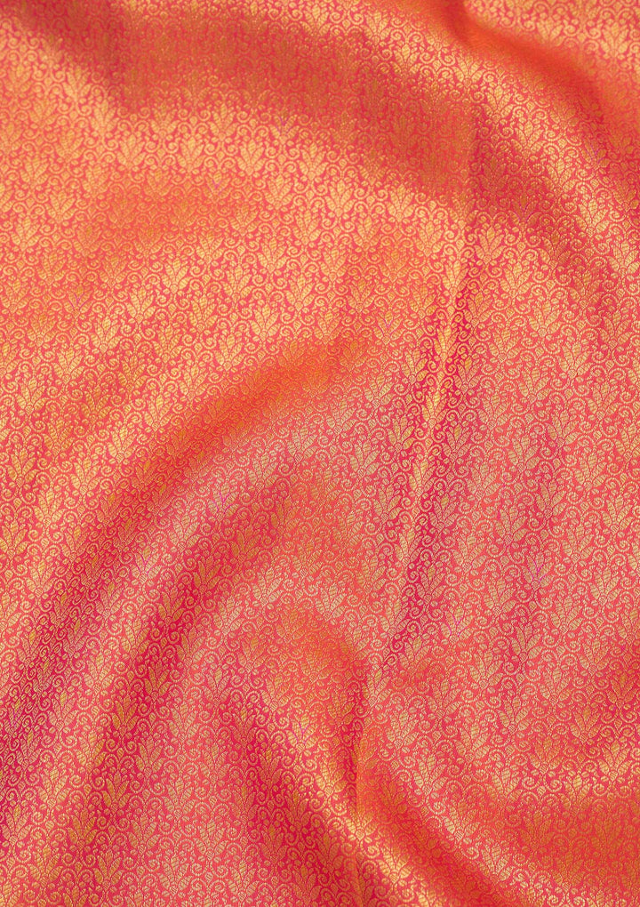 Orange Zariwork Pure Silk Saree-Koskii