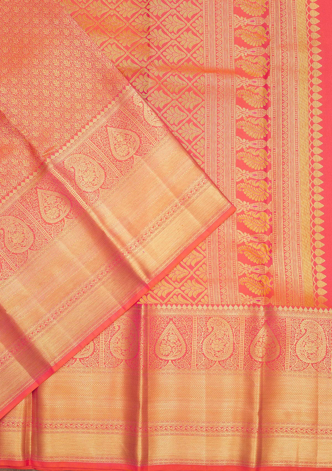 Orange Zariwork Pure Silk Saree-Koskii