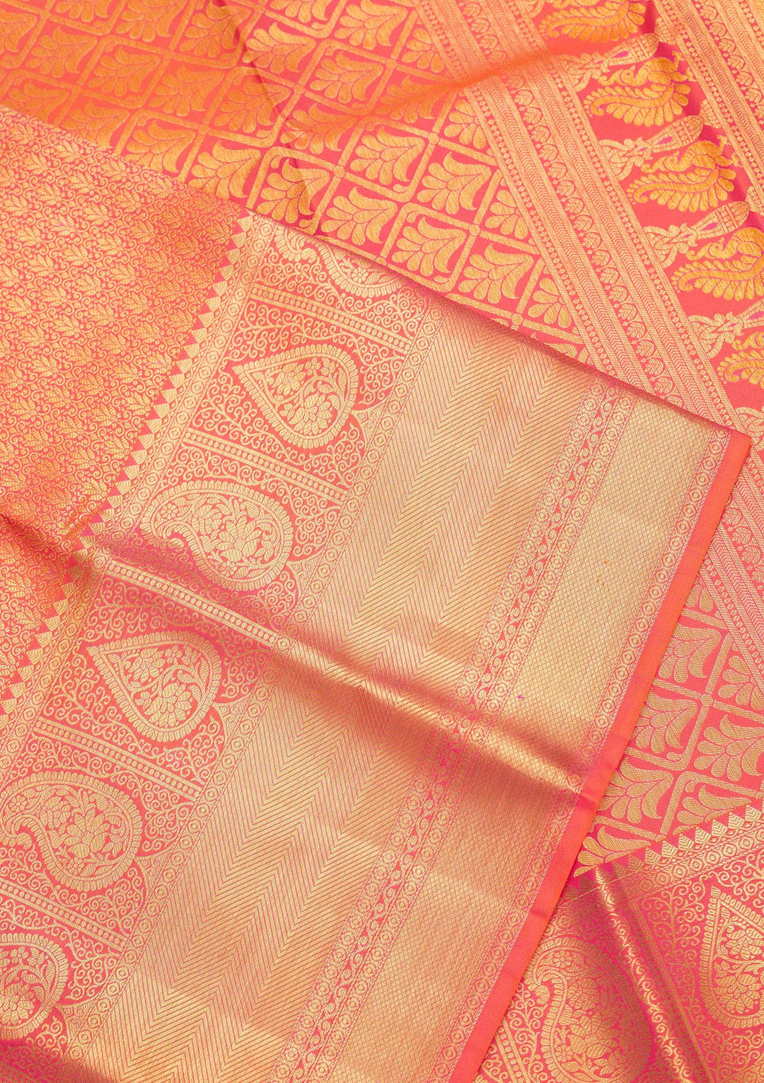 Orange Zariwork Pure Silk Saree-Koskii